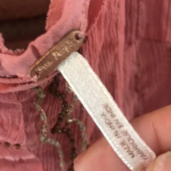 Free People, XS, embellished, peach, sheer, dress - Picture 5 of 9